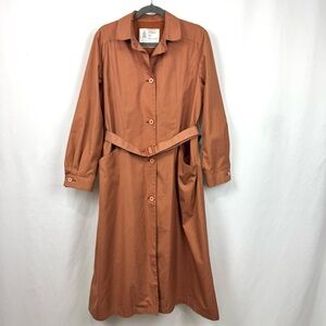 Vintage 80s London Fog Trench Coat Women’s Sz 12 Orange Fall Jacket Amish Style
